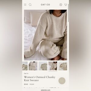 OAT Chunky Knit Sweater Size Medium